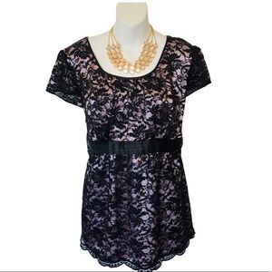 Motherhood Maternity Black Short Sleeve Top Shirt Tunic blouse XL Extra large